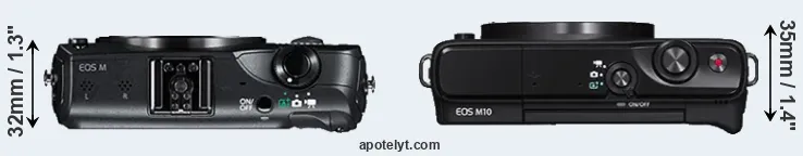 Compare Canon M versus M10 top