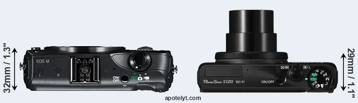 Compare Canon M versus S120 top