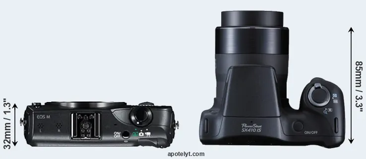 Compare Canon M versus SX410 top