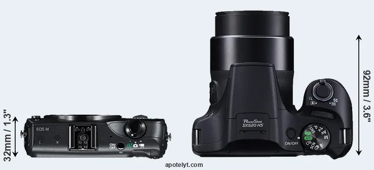 Compare Canon M versus SX520 top