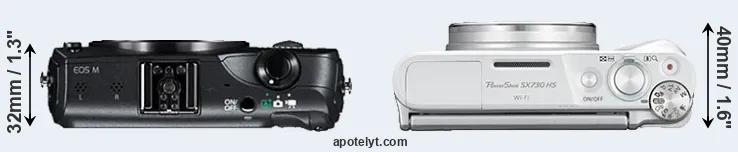 Compare Canon M versus SX730 top