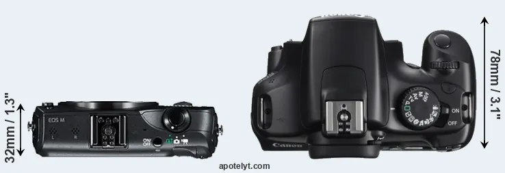 Compare Canon M versus T3 top