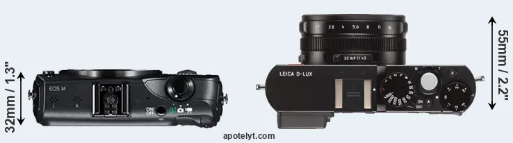 Compare Canon M versus D-LUX Typ 109 top