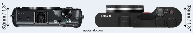 Compare Canon M versus TL top