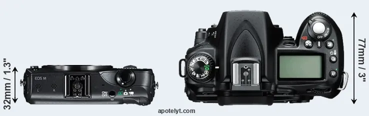 Compare Canon M versus D90 top
