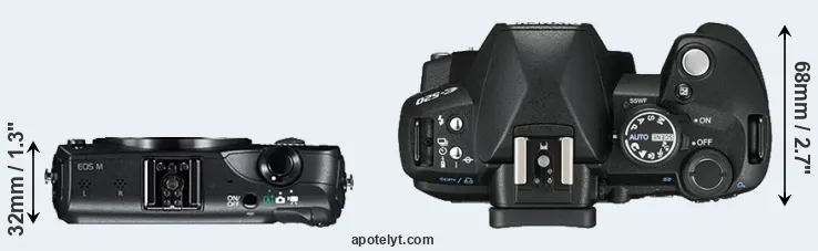 Compare Canon M versus E-520 top