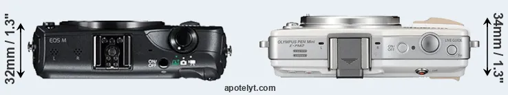 Compare Canon M versus E-PM2 top