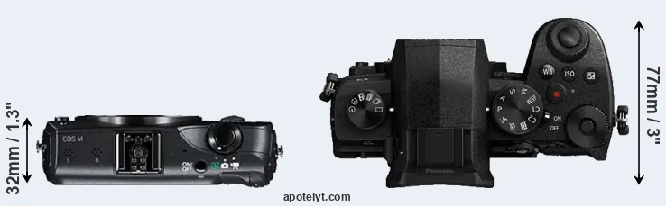 Compare Canon M versus G90 top