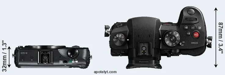 Compare Canon M versus GH5s top