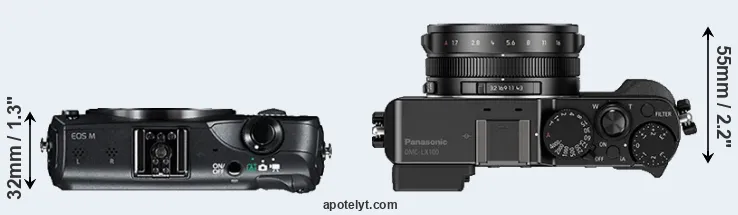 Compare Canon M versus LX100 top