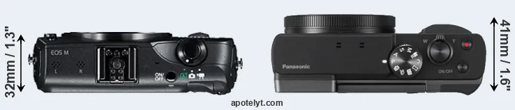 Compare Canon M versus TZ90 top