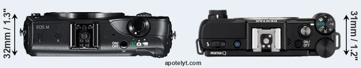 Compare Canon M versus Pentax Q top