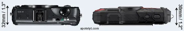 Compare Canon M versus WG-60 top