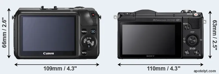 Comparison Canon M or A5000 rear