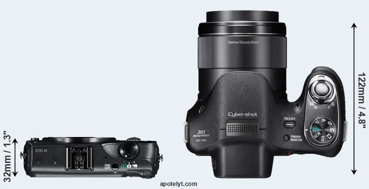 Compare Canon M versus H400 top