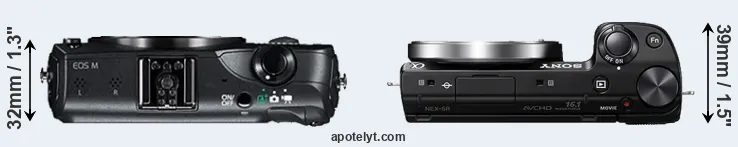 Compare Canon M versus NEX-5R top