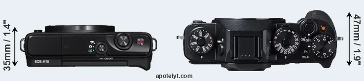 Compare M10 versus X-T1 top