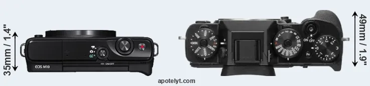 Compare M10 versus X-T2 top