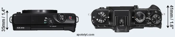 Compare M10 versus X-T20 top