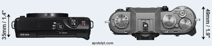 Compare M10 versus X-T50 top