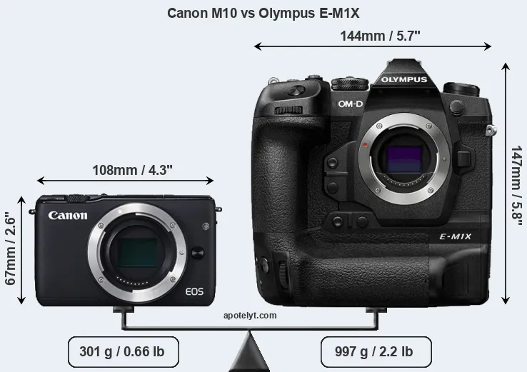 Size Canon M10 vs Olympus E-M1X