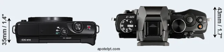 Compare M10 versus E-M5 top