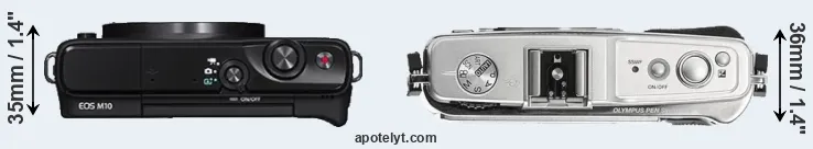 Compare M10 versus E-P1 top