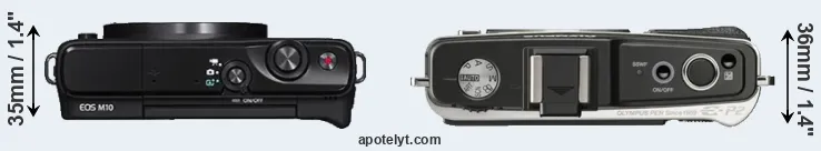 Compare M10 versus E-P2 top