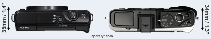 Compare M10 versus E-P3 top