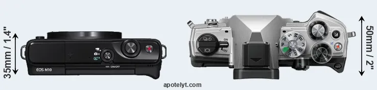 Compare M10 versus OM-5 top