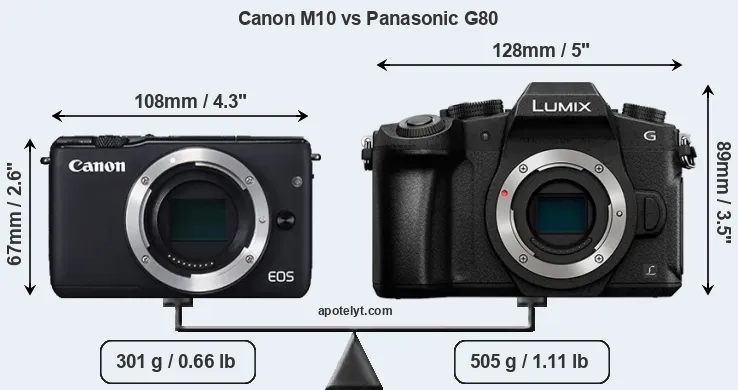 Size Canon M10 vs Panasonic G80