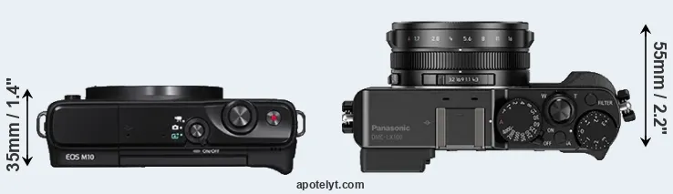 Compare M10 versus LX100 top
