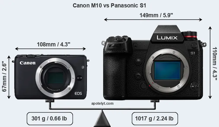 Size Canon M10 vs Panasonic S1