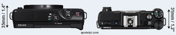 Compare M10 versus Pentax Q top