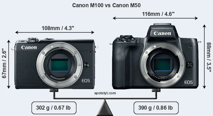 Size Canon M100 vs Canon M50