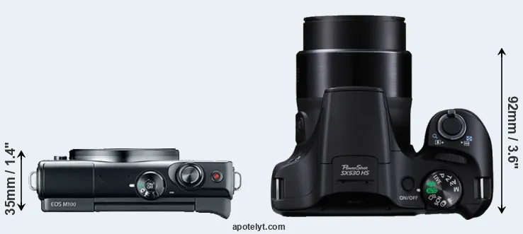 Compare M100 versus SX530 top