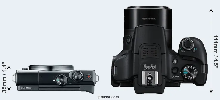 Compare M100 versus SX60 top