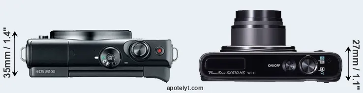 Compare M100 versus SX610 top