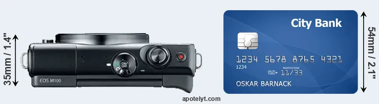 M100 versus credit card top view
