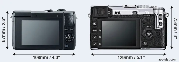 Comparison M100 or X-E1 rear