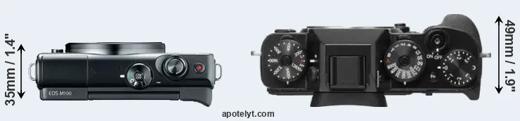 Compare M100 versus X-T2 top