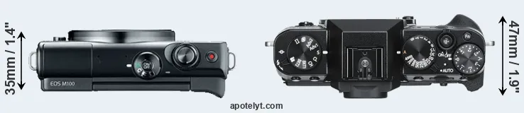 Compare M100 versus X-T30 top