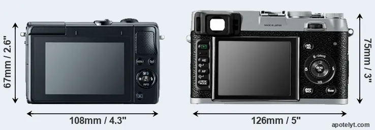 Comparison M100 or X100 rear
