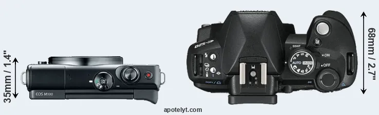 Compare M100 versus E-520 top