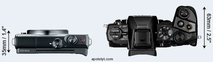 Compare M100 versus E-M1 top