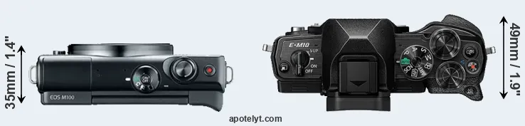 Compare M100 versus E-M10 IV top