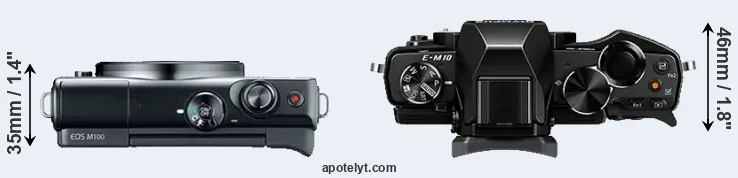 Compare M100 versus E-M10 top