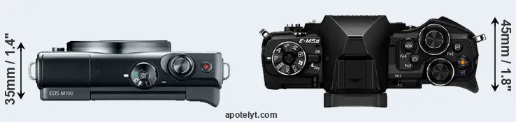 Compare M100 versus E-M5 II top
