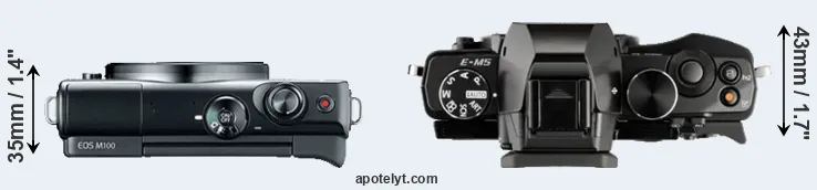 Compare M100 versus E-M5 top