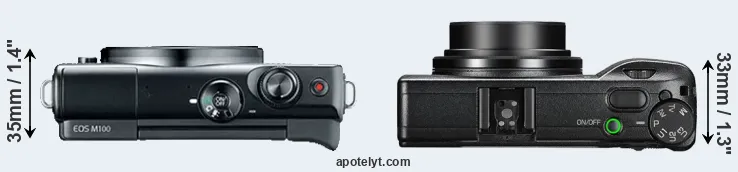 Compare M100 versus GR III top